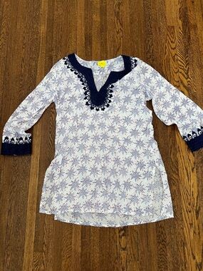 Roberta Roller Rabbit 100% Lightweight Cotton Tunic Printed Top Cover Up Medium